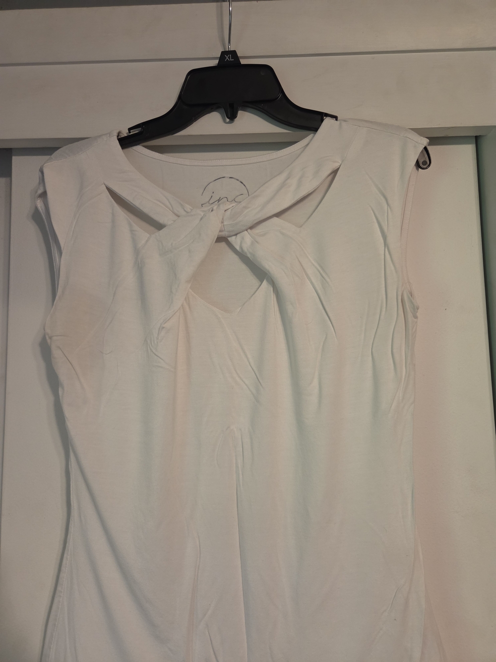 INC International Concepts White Twist-Front Tank
